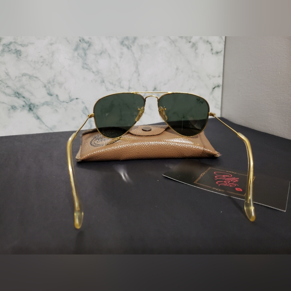 Ray-Ban Gold and Black Aviator Sunglasses - Picture 5 of 15